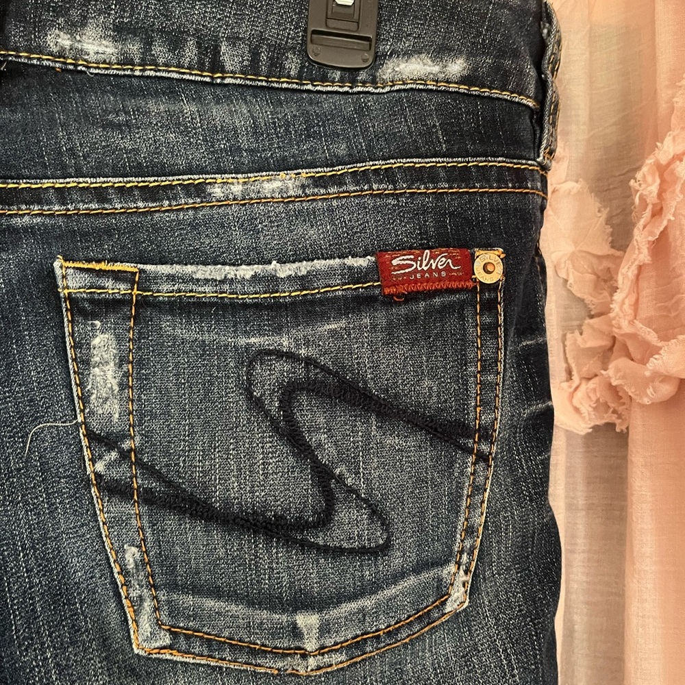 Vintage Silver Jeans 32 Karli Women’s Dark Blue Bermuda Shorts Y2K 2000’s - Picture 8 of 11